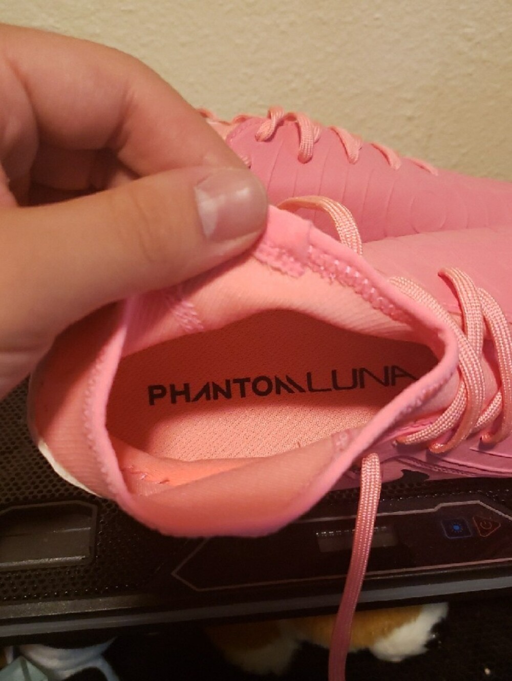 Nike Pink and White Soccer Cleats with Black Swoosh - Picture 3 of 4
